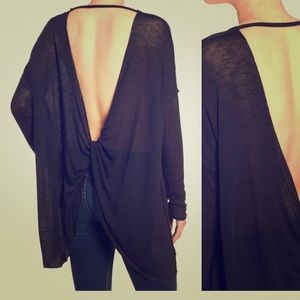 Free People twist back sweater in green